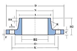 Drawing for 3.00" ASA 150LB RFWN 304/L
