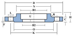 Drawing for 0.75" ASA 150LB RFSW 316/L