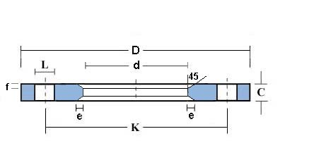 Drawing for 1.00" PN16/6 DOUBLE CHAMFER 304/L